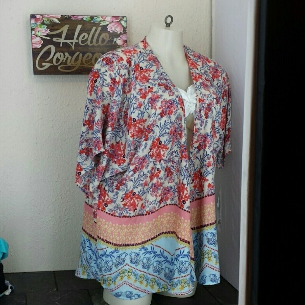 gorgeous Liberty Love short sleeve cover / kimono, 2X